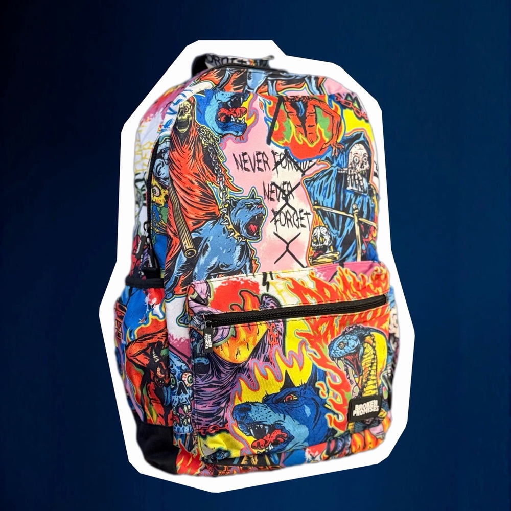 Broken Promises Forgiveness Red, Pink & Blue Backpack